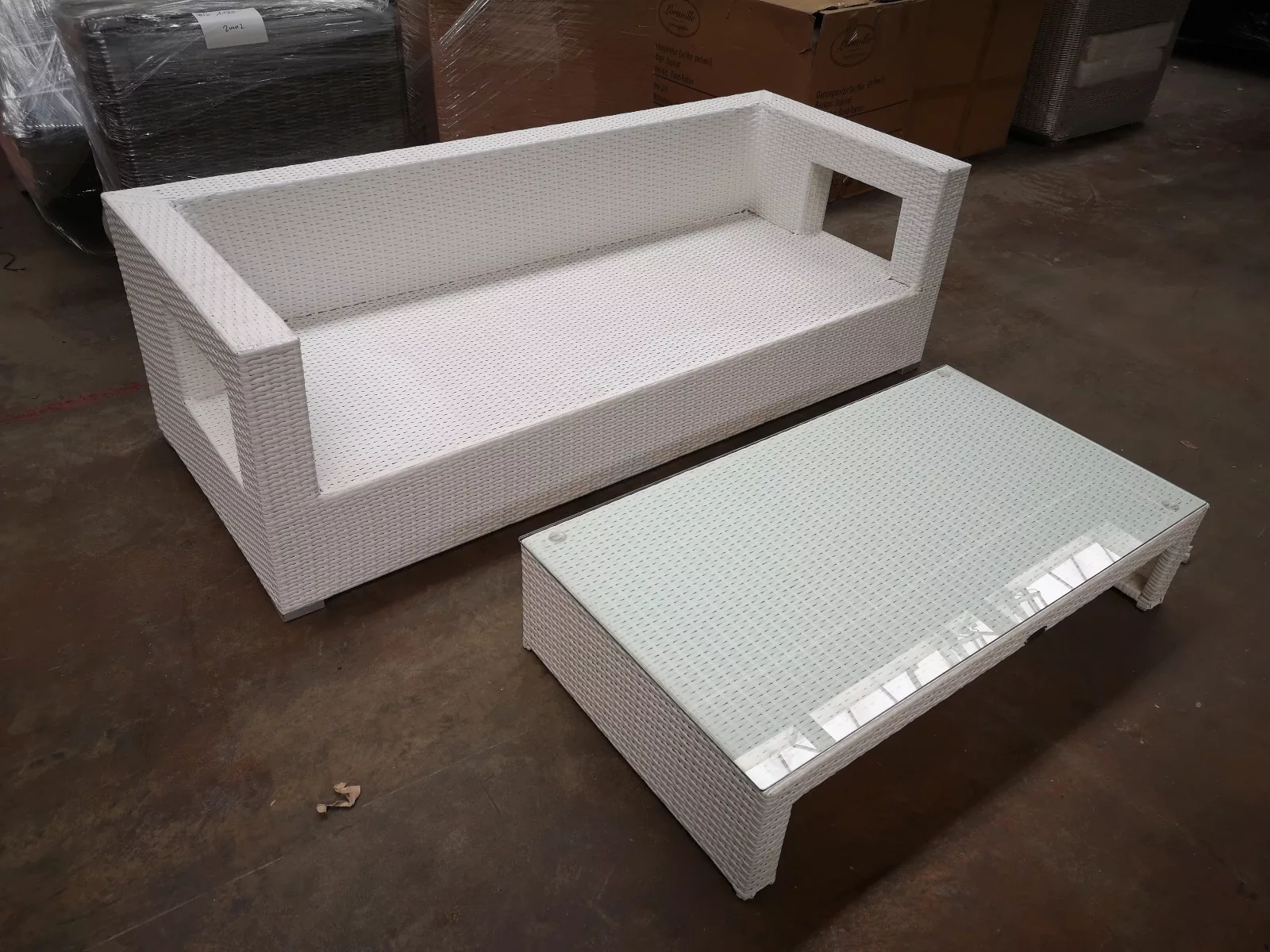 #G 1245: 3er Sofa Honolulu mit Tisch Casablanca-weiß günstig online kaufen