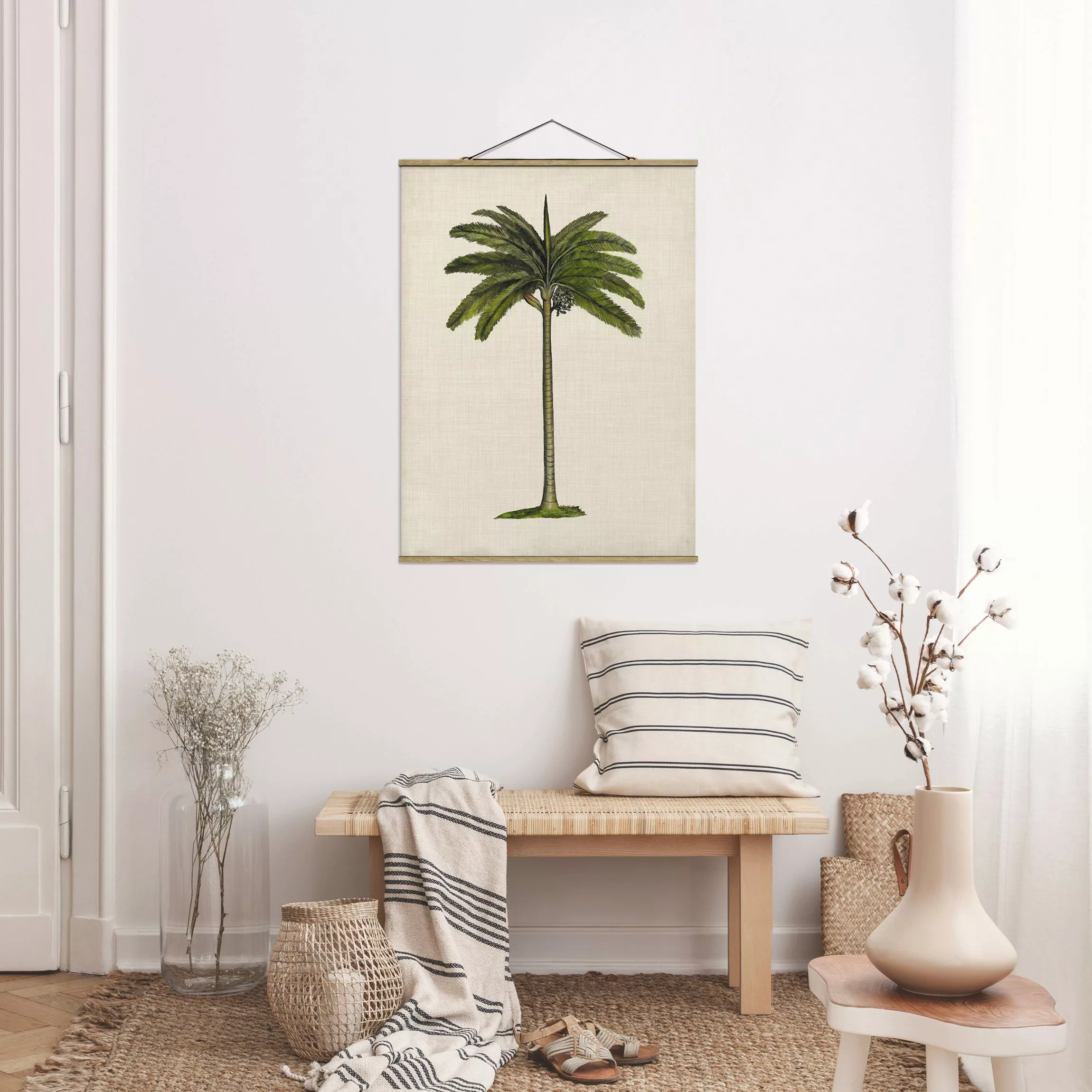 Stoffbild Landschaft mit Posterleisten - Hochformat Britische Palmen IV günstig online kaufen