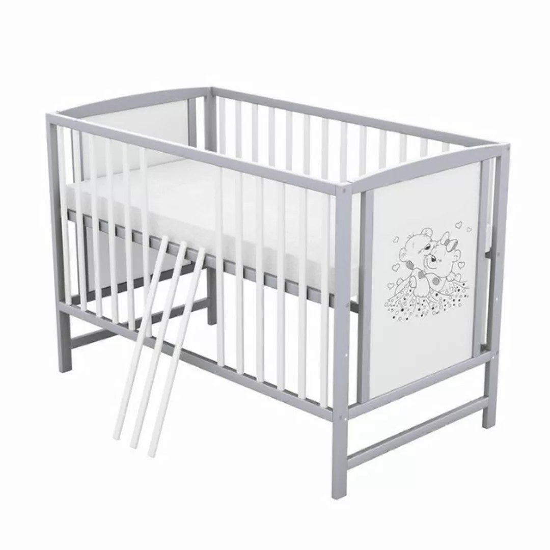 Baby-Delux Babybett Mia, Kinderbett 60x120 cm weiß grau höhenverstellbar, K günstig online kaufen