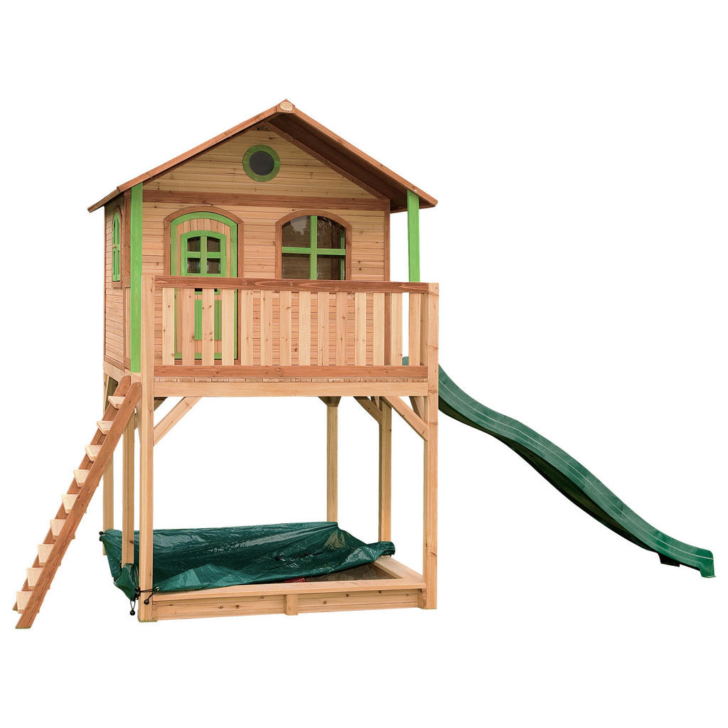 Axi Spielhaus Andy Braun/Grün mit Rutsche Grün 480 cm x 324 cm x 212 cm FSC günstig online kaufen