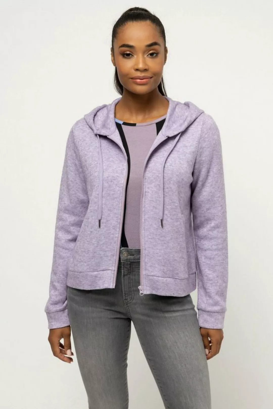 Gina Laura Sweatjacke Strickjacke Kapuze flauschig weich Reißverschluss günstig online kaufen