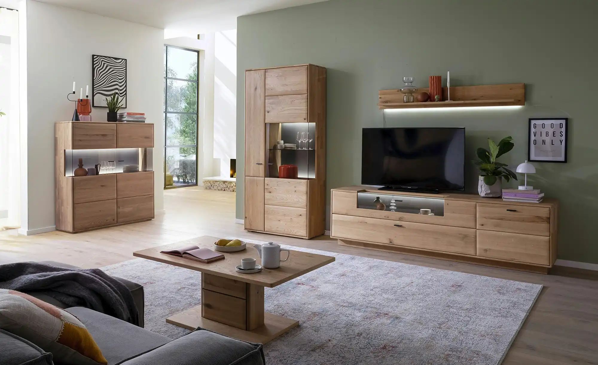 MONDO Highboard  Mondo ¦ holzfarben ¦ Maße (cm): B: 124 H: 140 T: 37.0 Komm günstig online kaufen