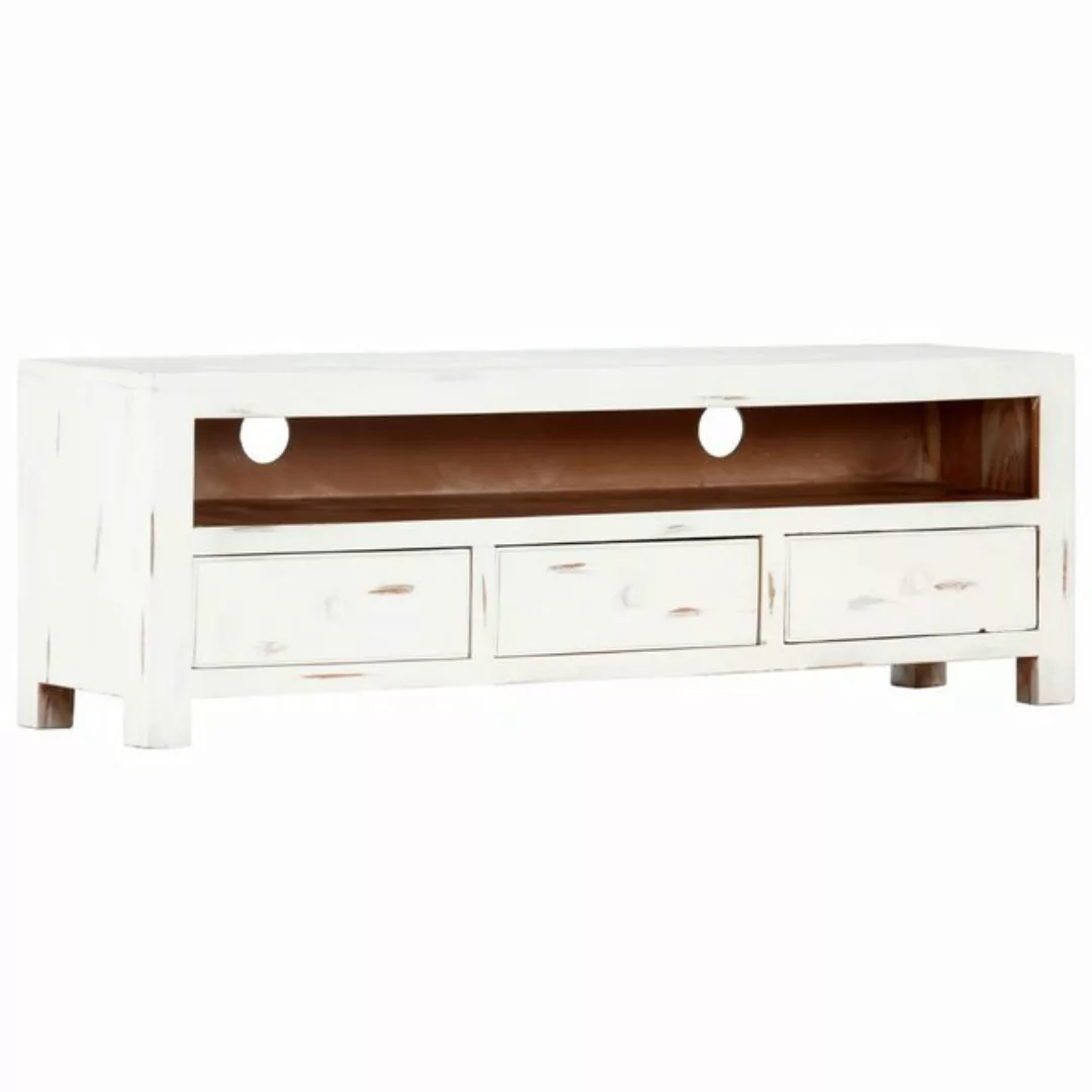 vidaXL TV-Schrank TV-Schrank Weiß 120 x 30 x 40 cm Massivholz Akazie TV-Kon günstig online kaufen