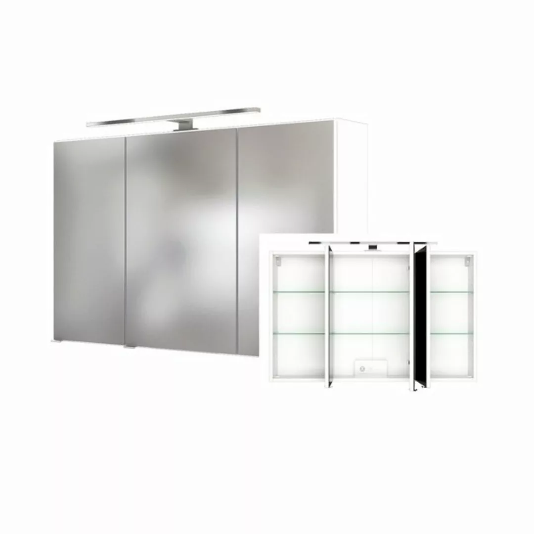 Lomadox Spiegelschrank Badschrank Spiegel Badmöbel LED 100 cm weiß, B/H/T: günstig online kaufen