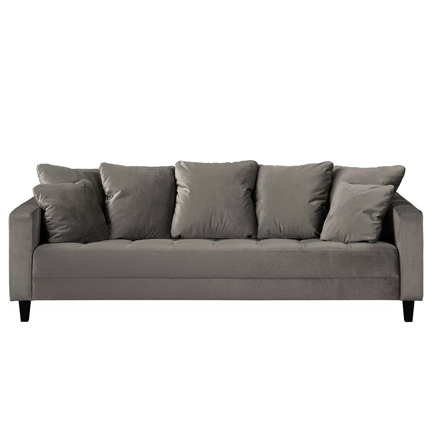 home24 Red Living Sofa Elnora 3-Sitzer Grau Samt 228x85x90 cm günstig online kaufen