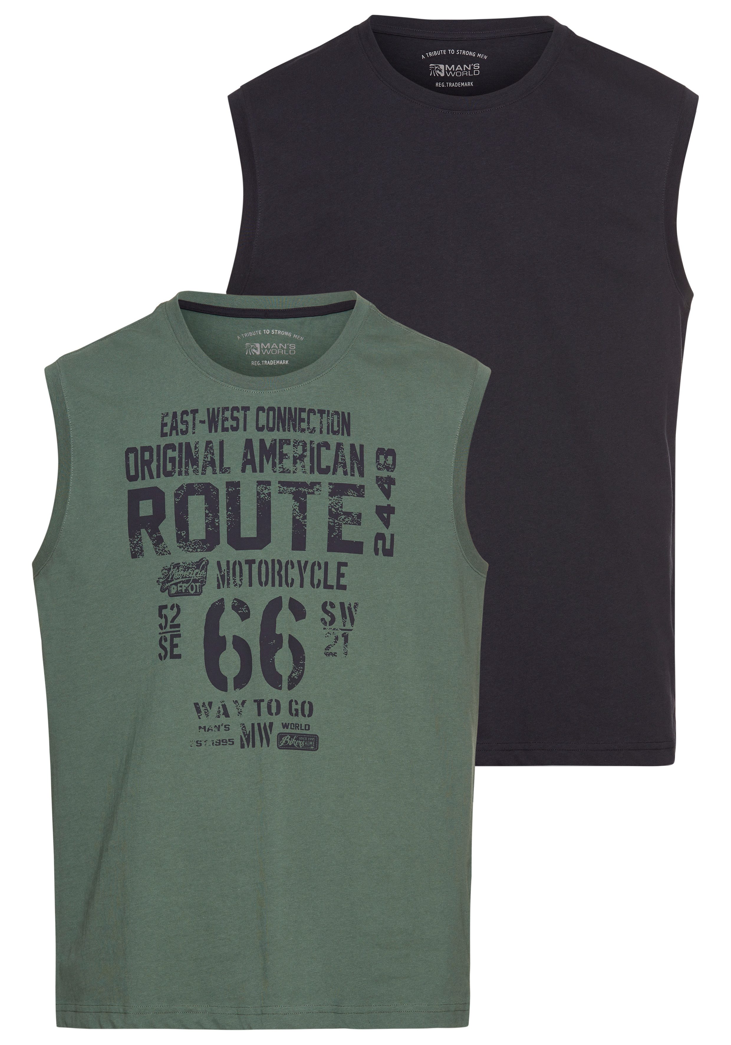 Man's World Muscleshirt (2er-Pack) ärmellos, bedruckt, günstig online kaufen