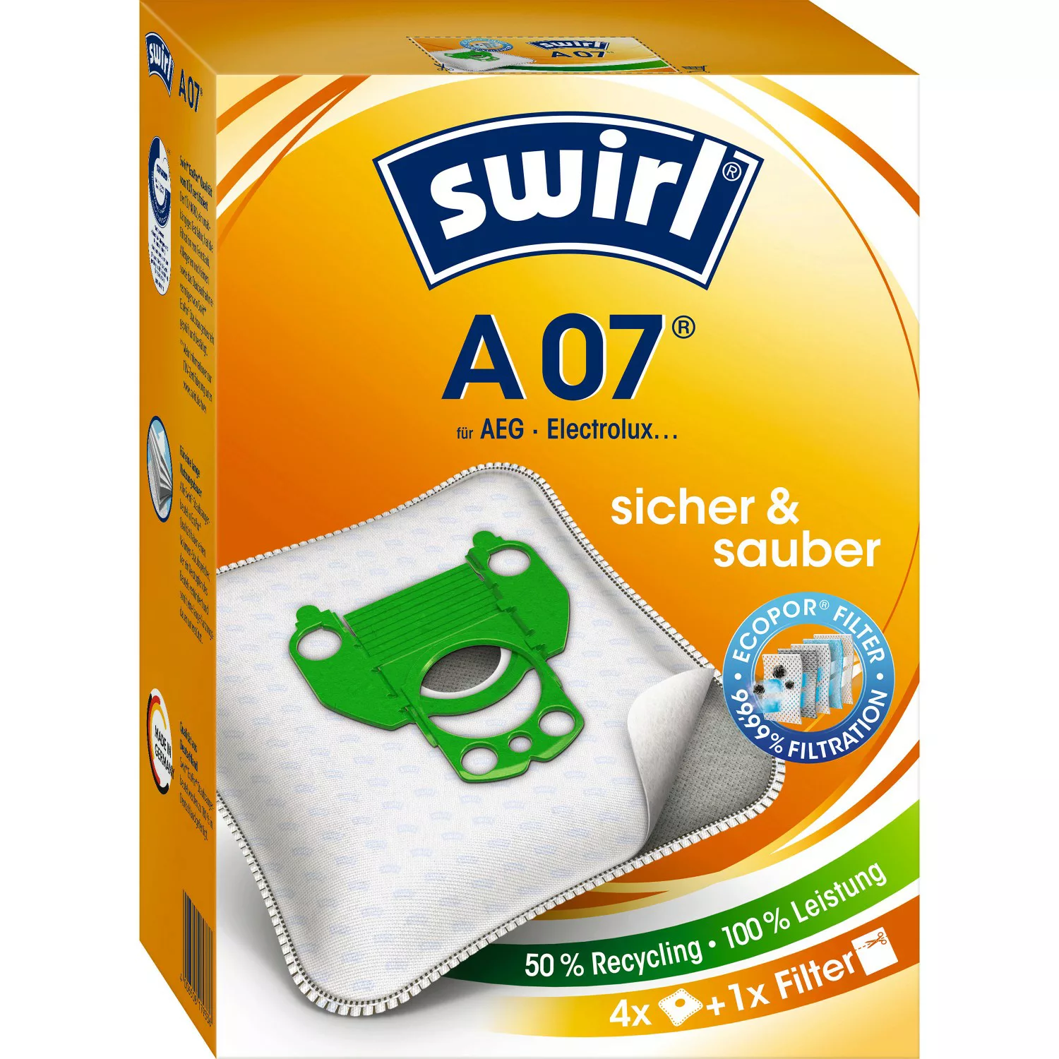 Swirl® Staubsaugerbeutel A 07® EcoPor® 4 St. günstig online kaufen