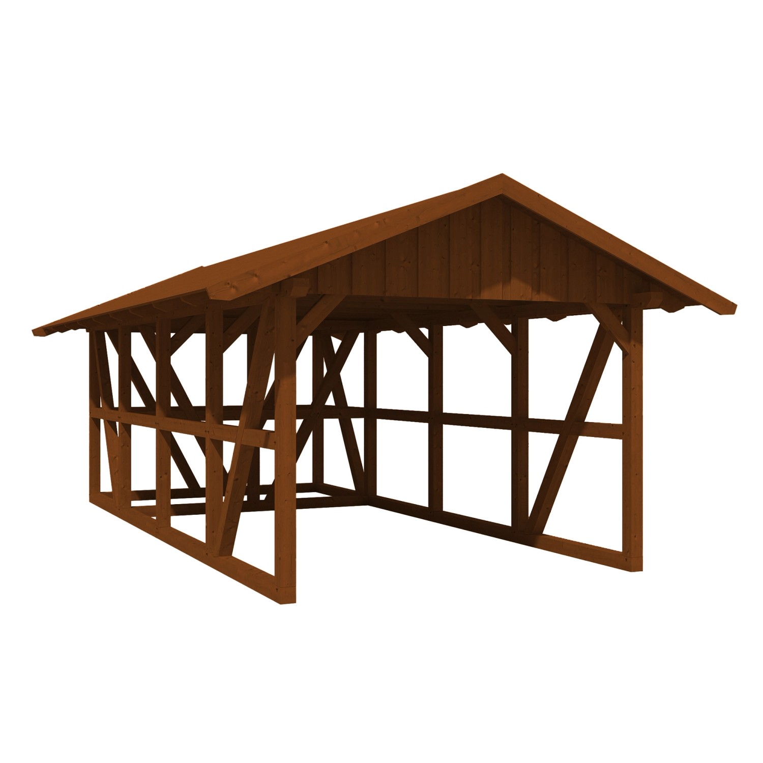 Skan Holz Carport Schwarzwald m. Dachschalung u. Abstellr. 424 x 772 cm Nus günstig online kaufen