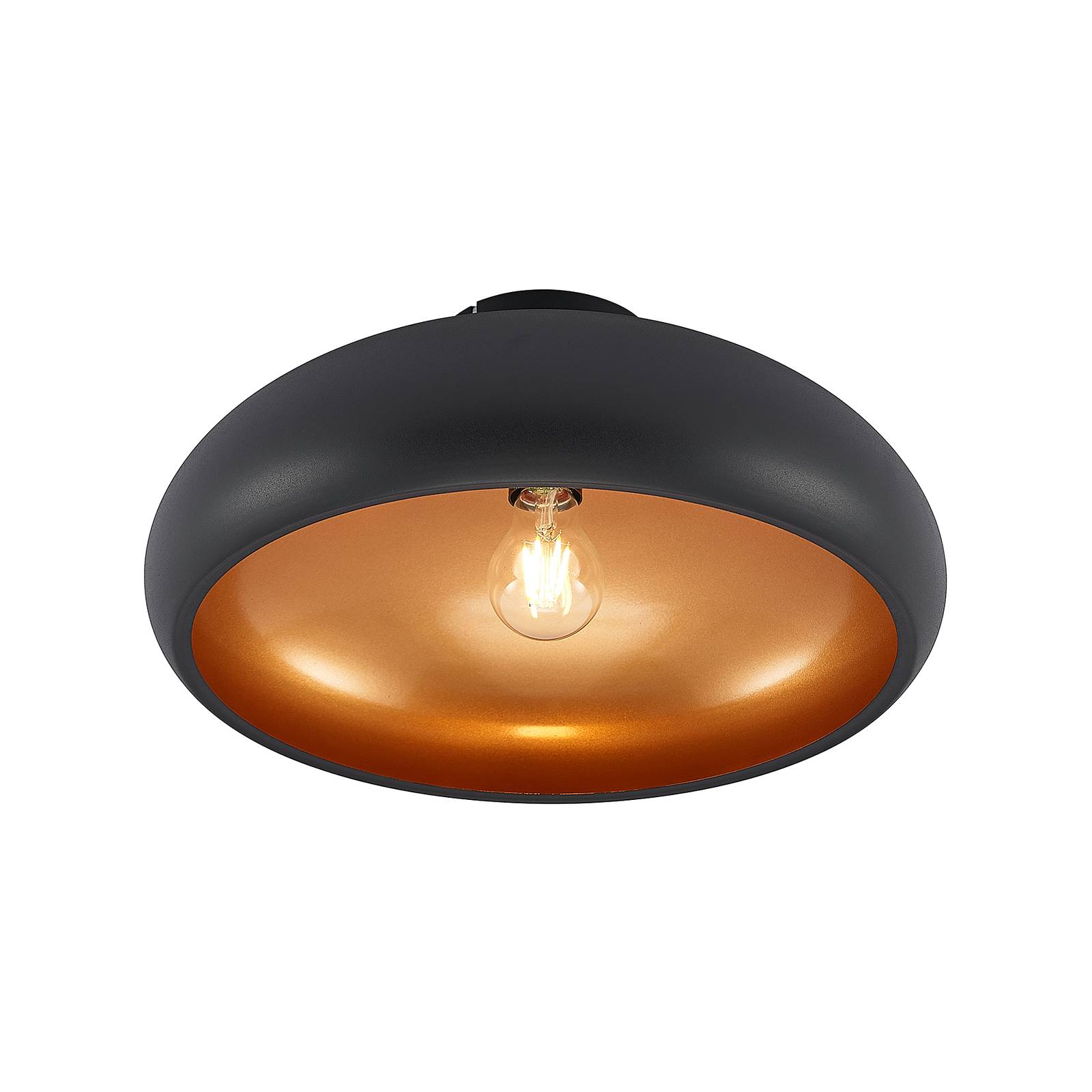 Metall-Deckenlampe Gerwina, schwarz-gold günstig online kaufen