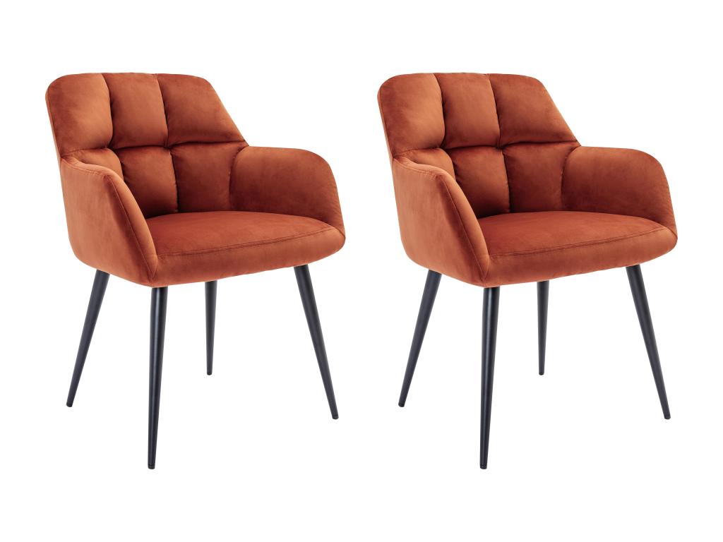 Stuhl mit Armlehnen 2er-Set - Samt & Metall - Terracotta - PEGA von Pascal günstig online kaufen