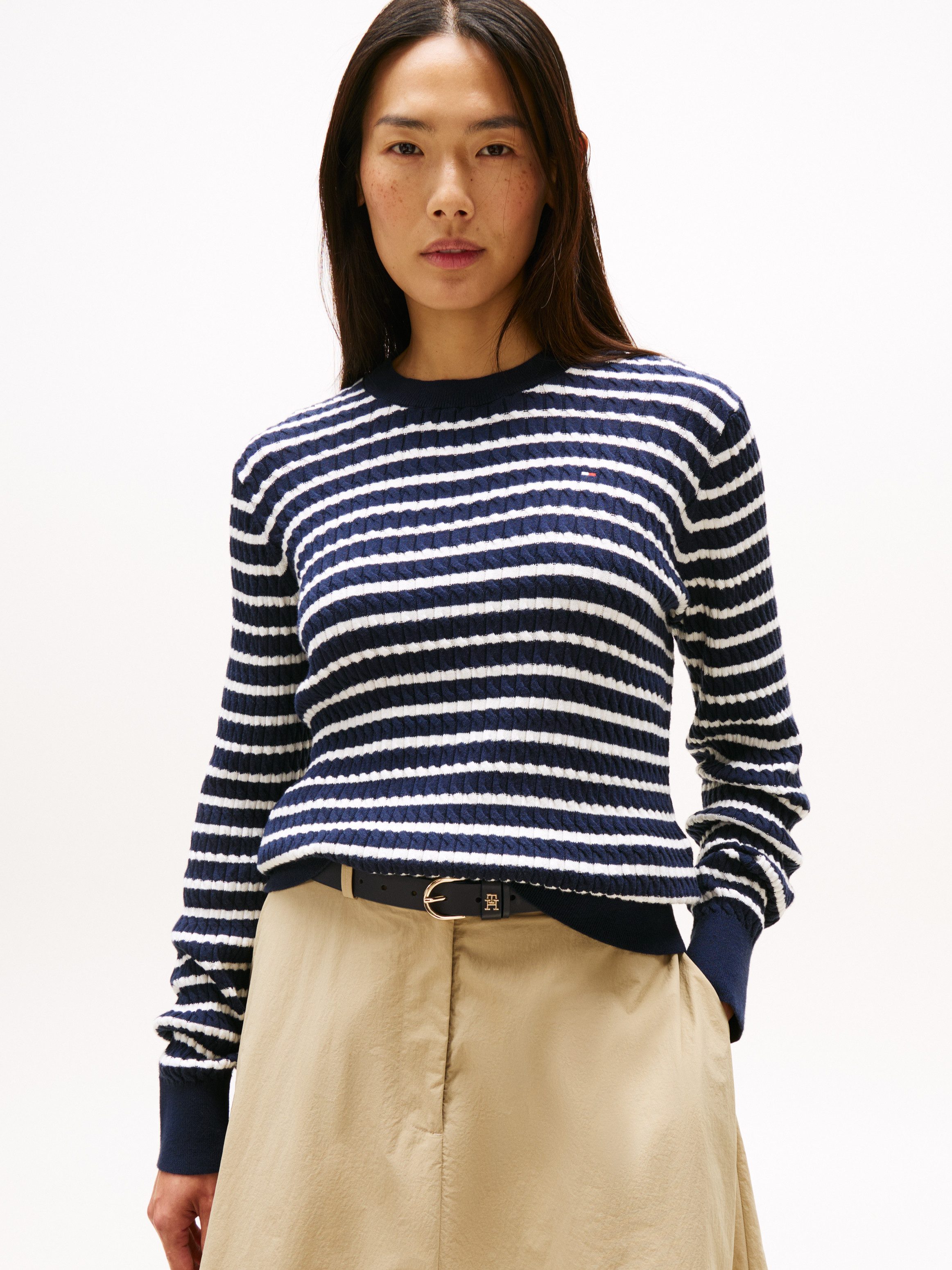 Tommy Hilfiger Rundhalspullover CO CABLE C-NK günstig online kaufen