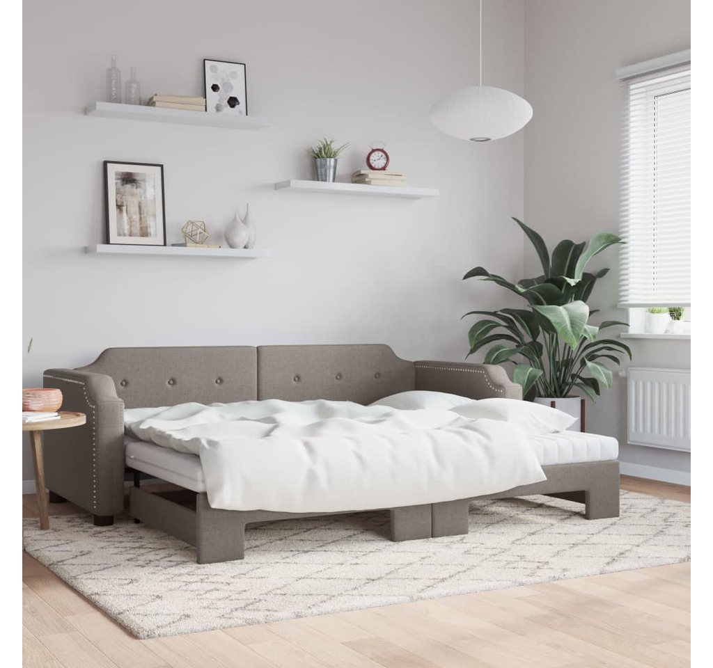 vidaXL Gästebett Gästebett Tagesbett Ausziehbar mit Matratzen Taupe 100x200 günstig online kaufen