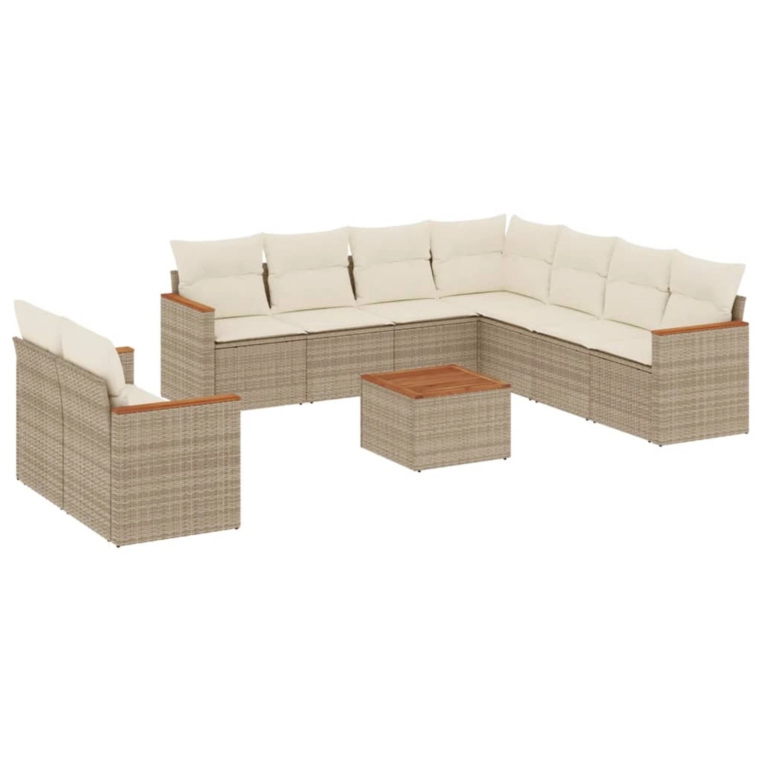 vidaXL 10-Tlg Garten-Sofagarnitur mit Kissen Beige Poly Rattan 3258509 günstig online kaufen