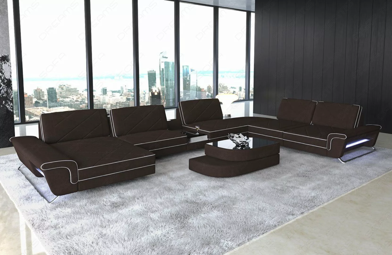 Sofa Dreams Wohnlandschaft Polster Stoff Sofa Couch Bari XXL U Form Stoffso günstig online kaufen