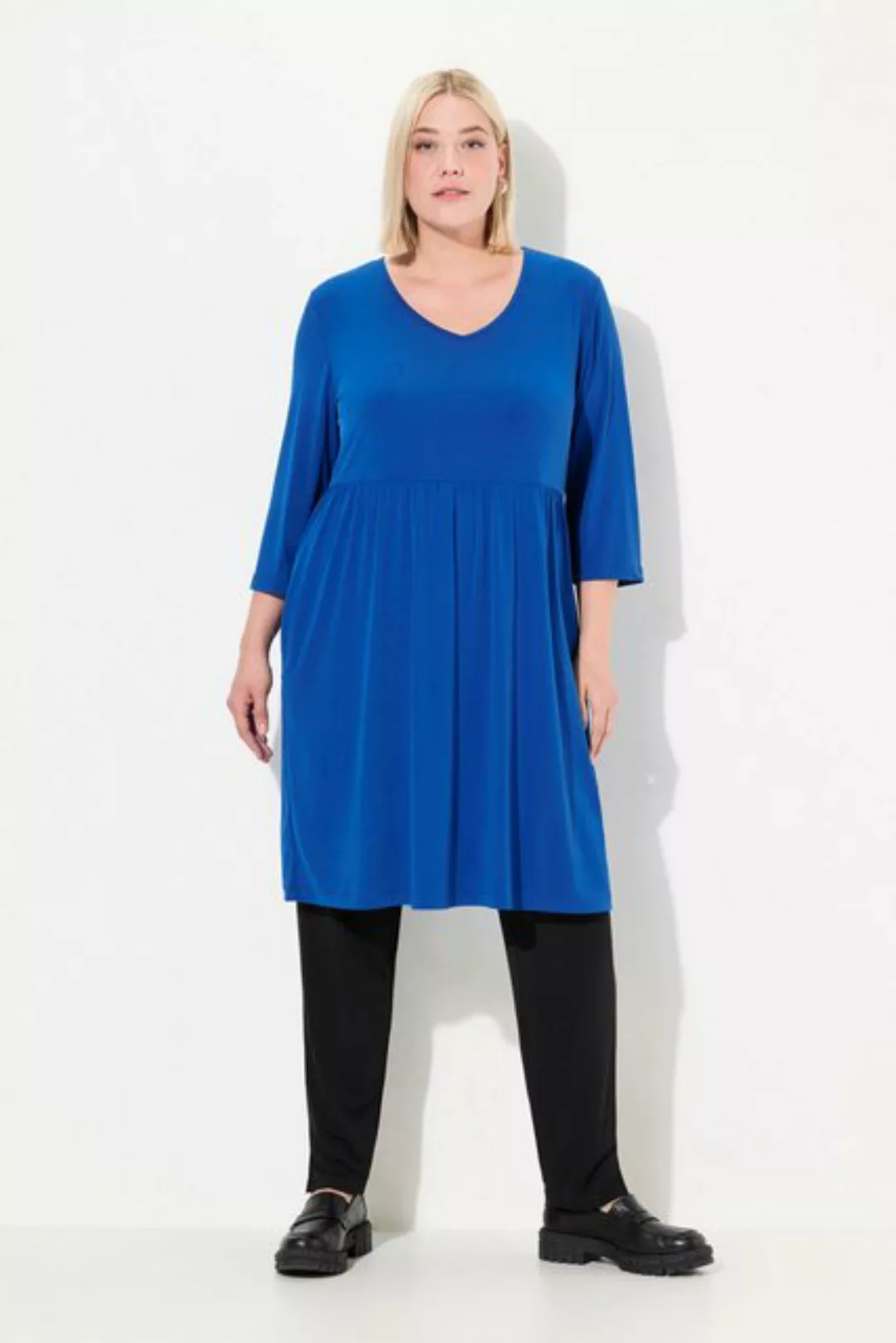 Ulla Popken Sommerkleid Longshirt A-Linie Tunika-Ausschnitt 3/4-Arm günstig online kaufen