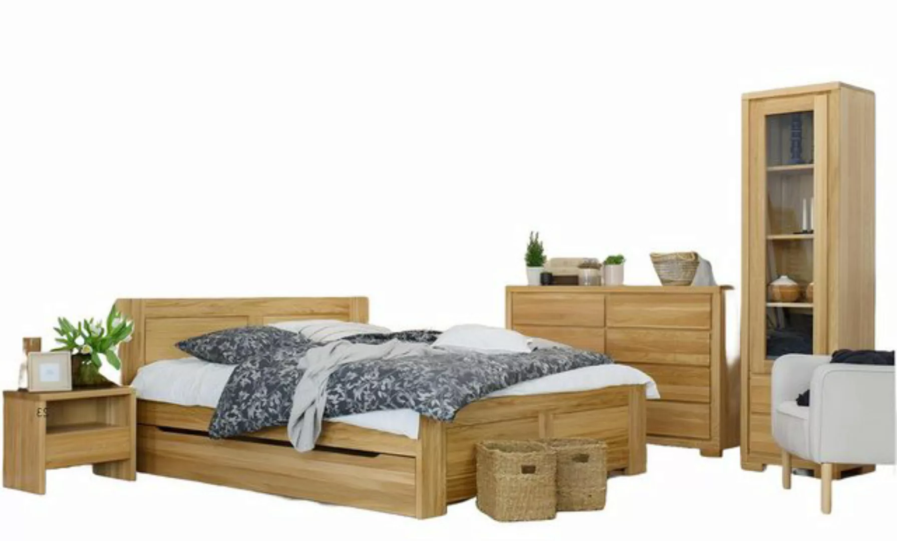 Xlmoebel Bett Massives Holzbett für Schlafzimmer aus Echtholz in Hotelstil, günstig online kaufen