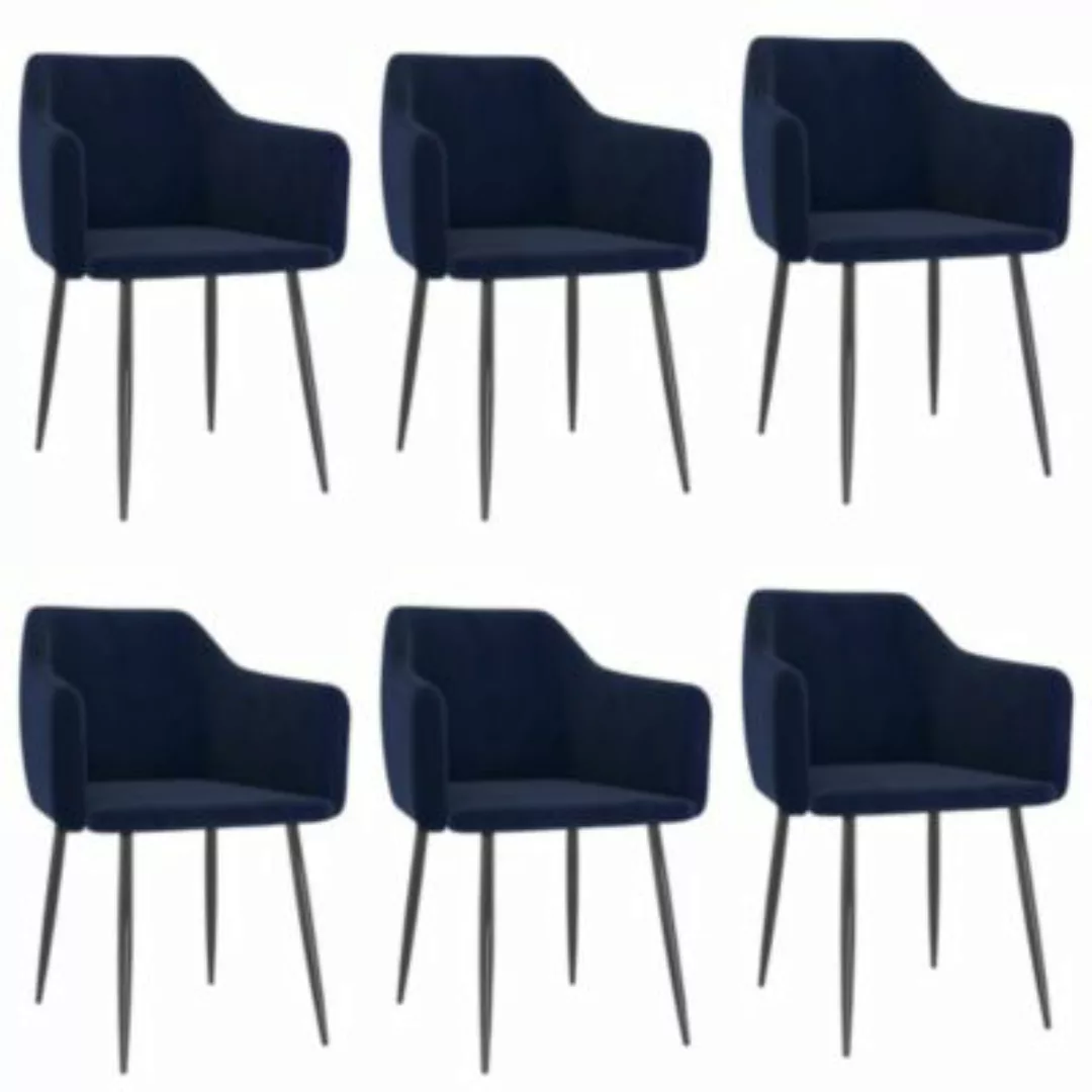 vidaXL Esszimmerstühle 6 Stk. Blau Samt Esszimmerstuhl blau günstig online kaufen