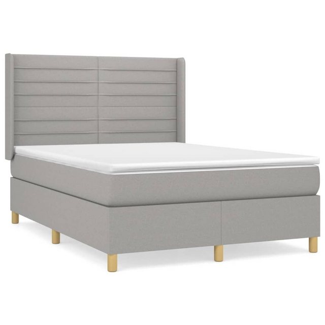 furnicato Bett Boxspringbett mit Matratze Hellgrau 140x200 cm Stoff günstig online kaufen