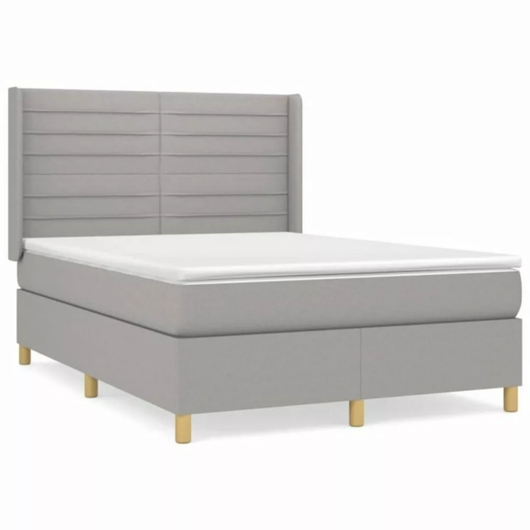 vidaXL Boxspringbett Boxspringbett mit Matratze Hellgrau 140x190 cm Stoff B günstig online kaufen