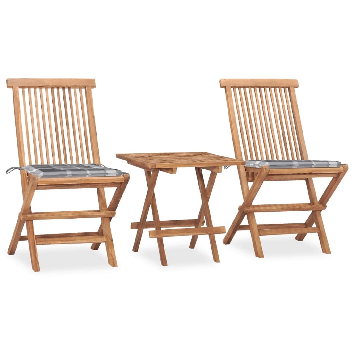 vidaXL 3-Tlg Garten-Essgruppe mit Kissen Klappbar Massivholz Teak 3063212 günstig online kaufen