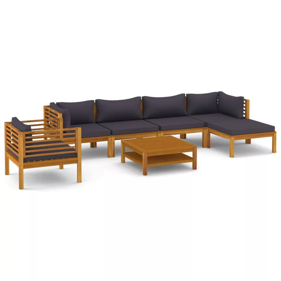 7-tlg. Garten-lounge-set Mit Auflage Massivholz Akazie günstig online kaufen