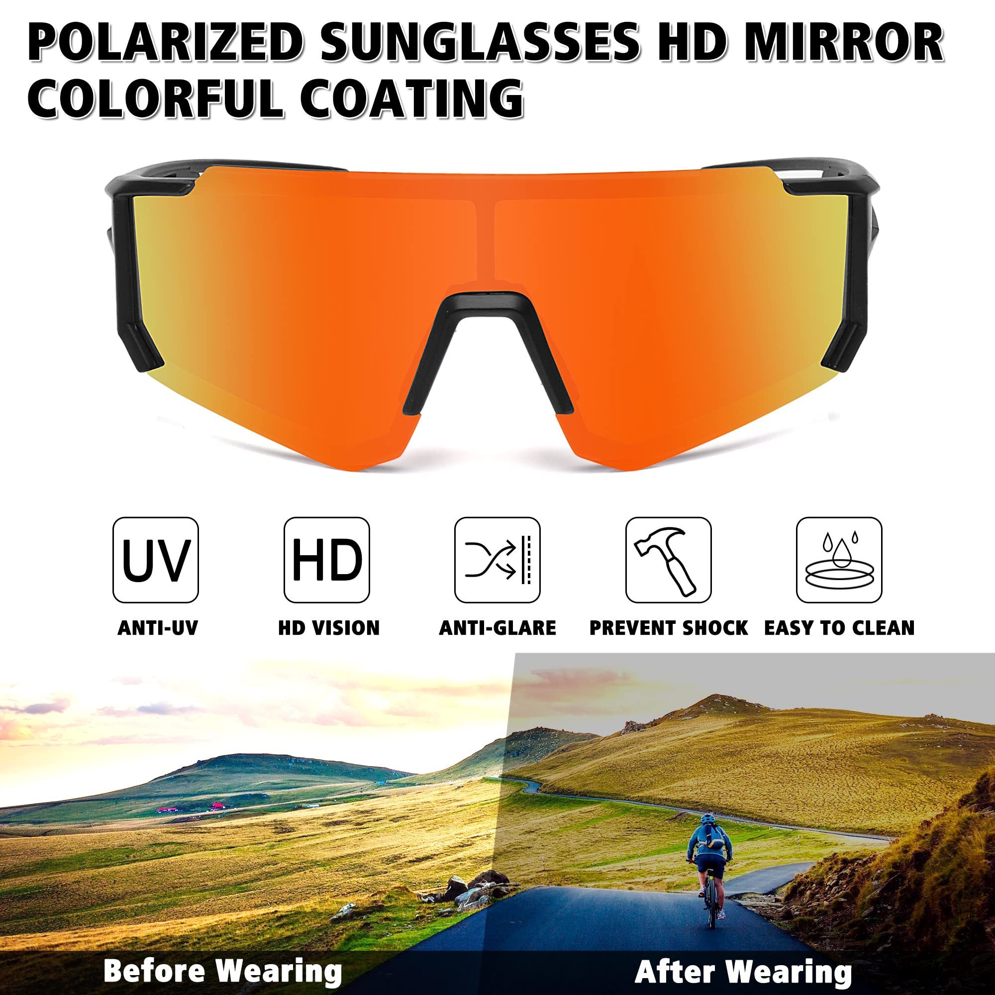 RWEUOQ Monoscheibensonnenbrille Polarisierte Sport-Sonnenbrillen für Männer günstig online kaufen