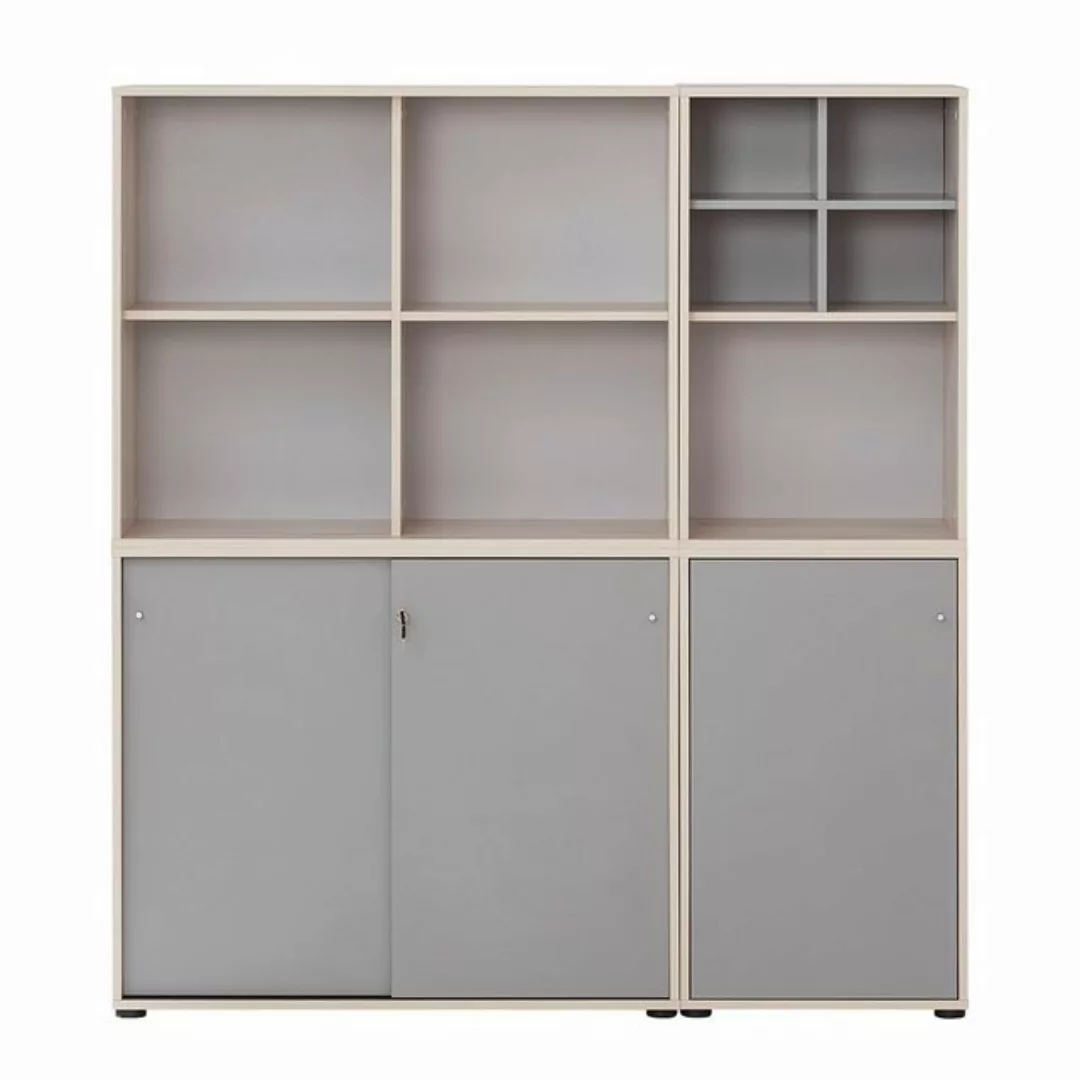 Lomadox Aktenschrank BRAGA-80 mit Regal Kombination in sandeiche mit grau B günstig online kaufen