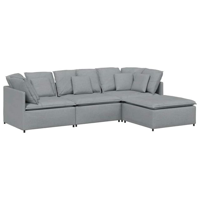 vidaXL Sofa Modulares Sofa mit Fußhocker Kissen Stoff Hellgrau günstig online kaufen