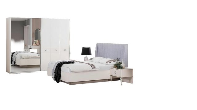 Xlmoebel Bett Bettgestell Doppelbett Schlafzimmer-Set aus Stoff und Holz in günstig online kaufen