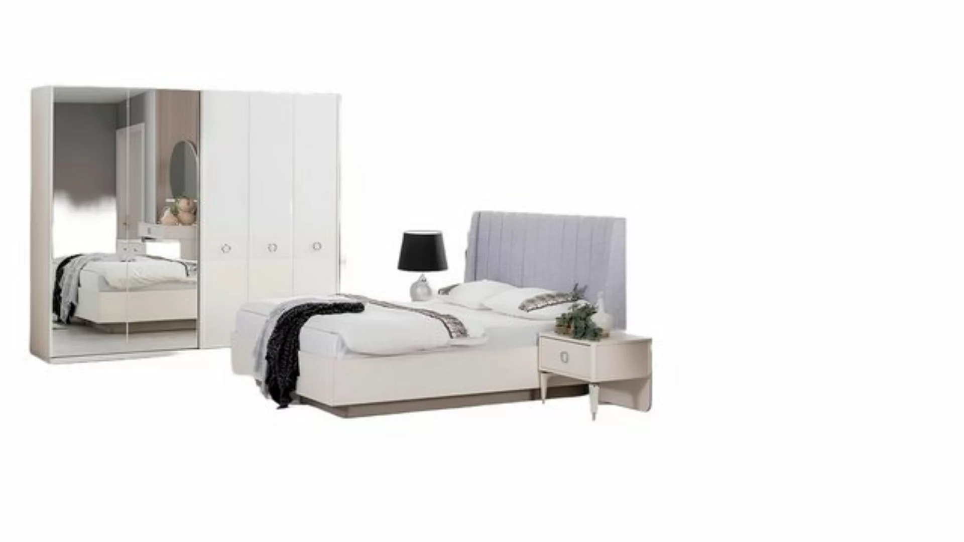 Xlmoebel Bett Bettgestell Doppelbett Schlafzimmer-Set aus Stoff und Holz in günstig online kaufen