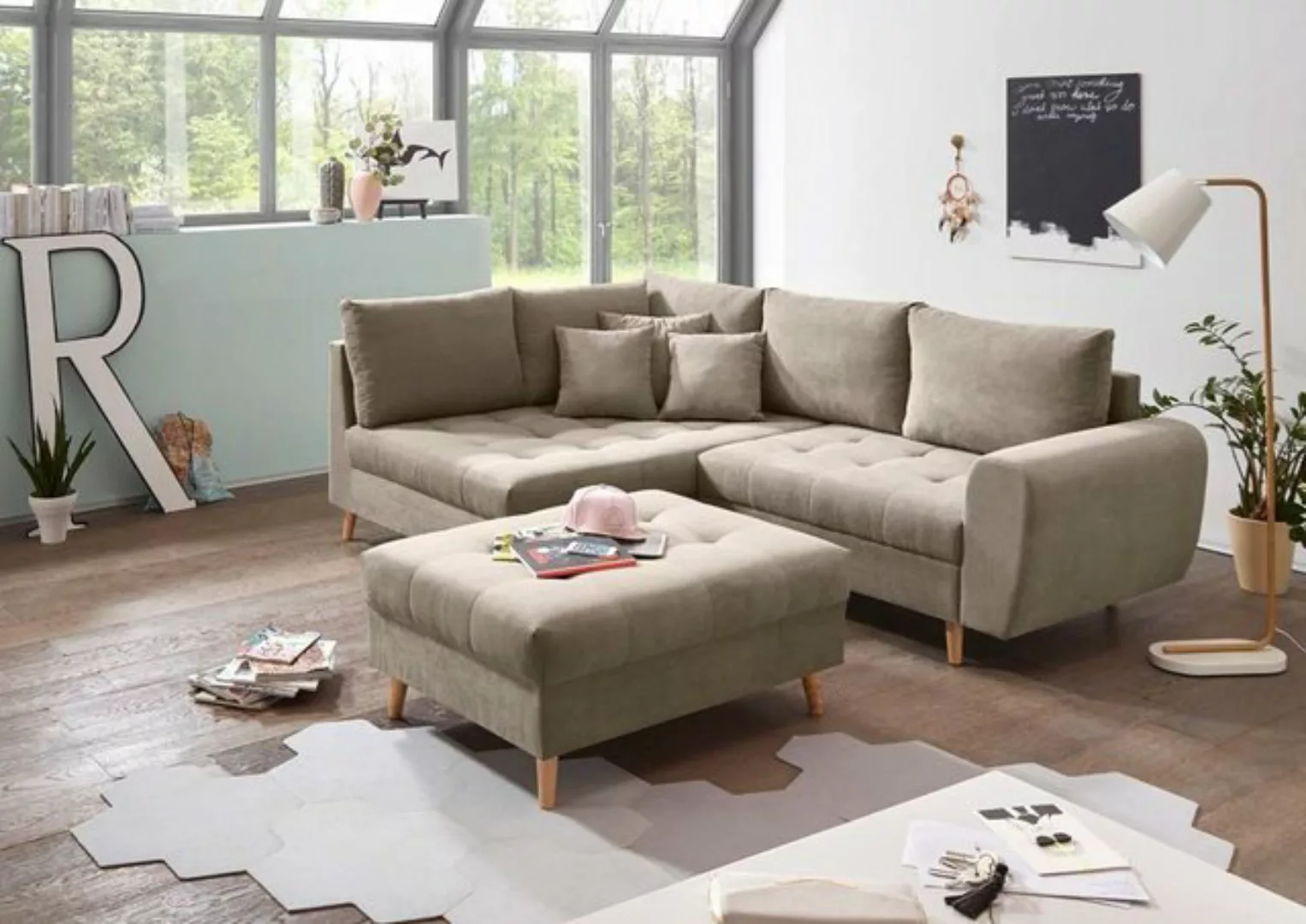 ED EXCITING DESIGN Ecksofa, Alice Ecksofa inkl. Hocker 249x175 cm Couch Eck günstig online kaufen