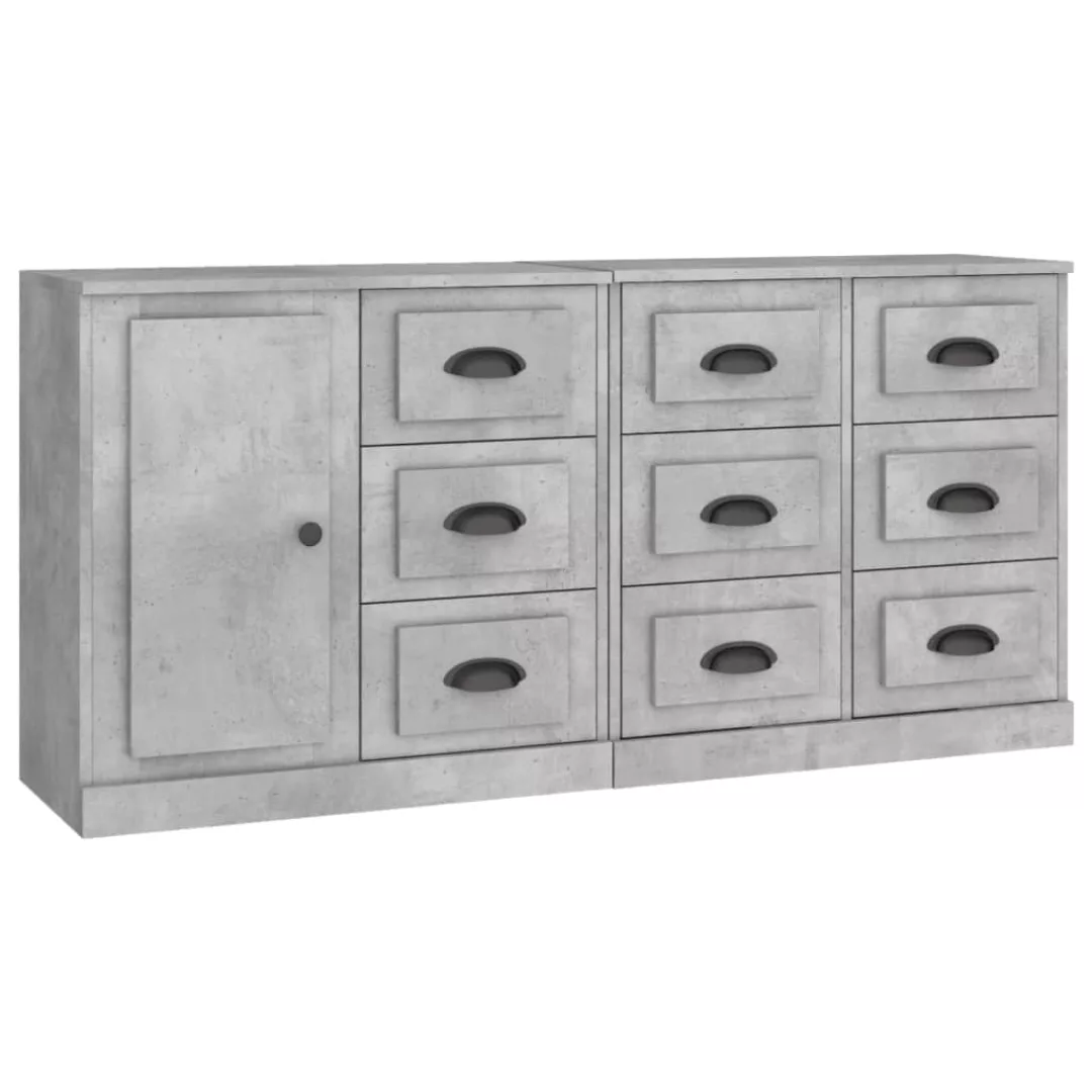 Vidaxl Sideboards 3 Stk. Betongrau Holzwerkstoff günstig online kaufen