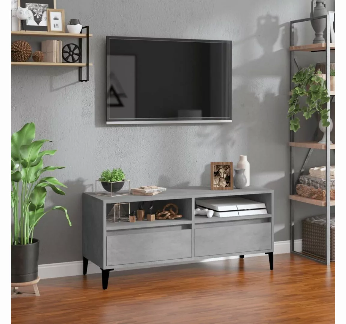 furnicato TV-Schrank Betongrau 100x34,5x44,5 cm Holzwerkstoff günstig online kaufen