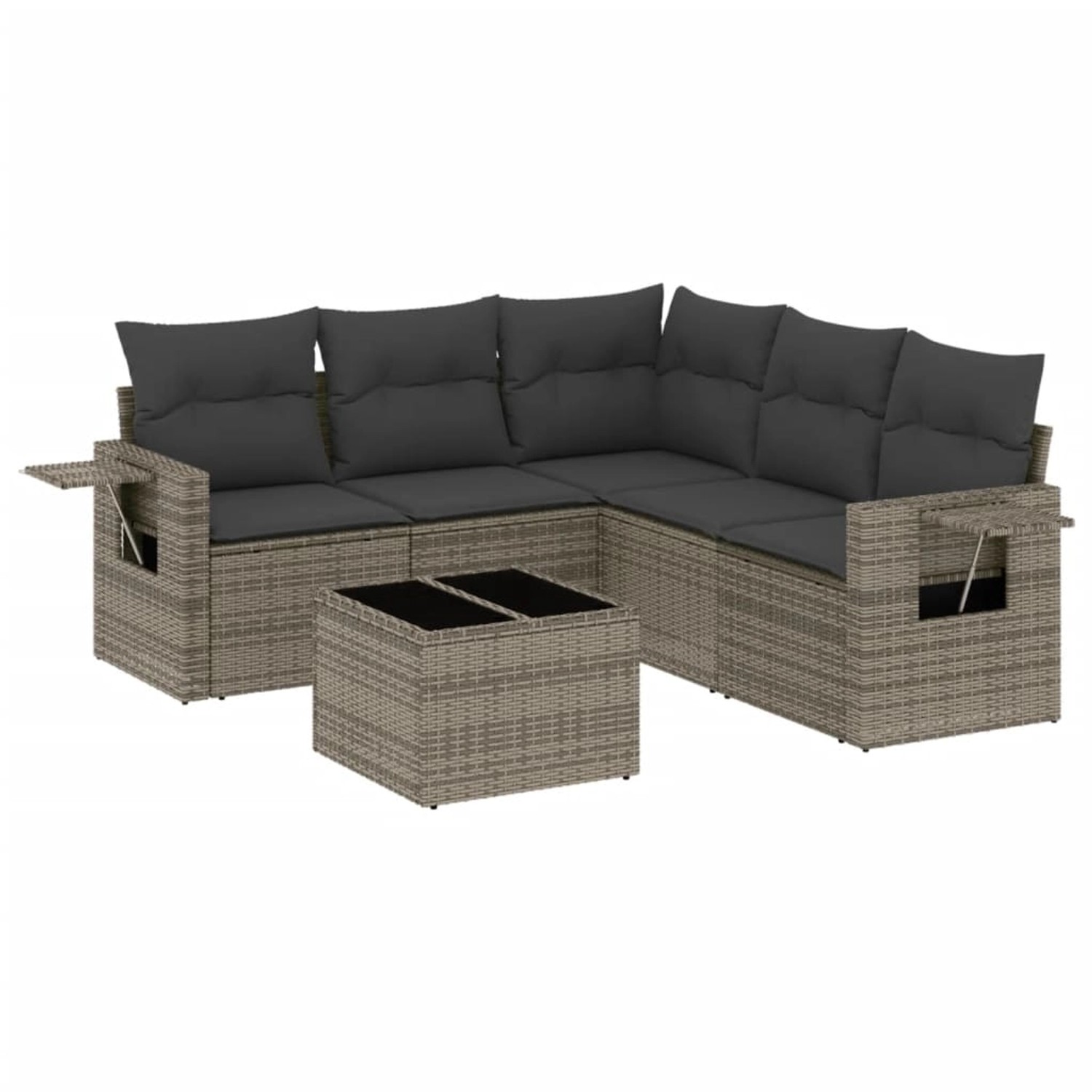 vidaXL 6-Tlg Garten-Sofagarnitur mit Kissen Grau Poly Rattan 3220159 günstig online kaufen