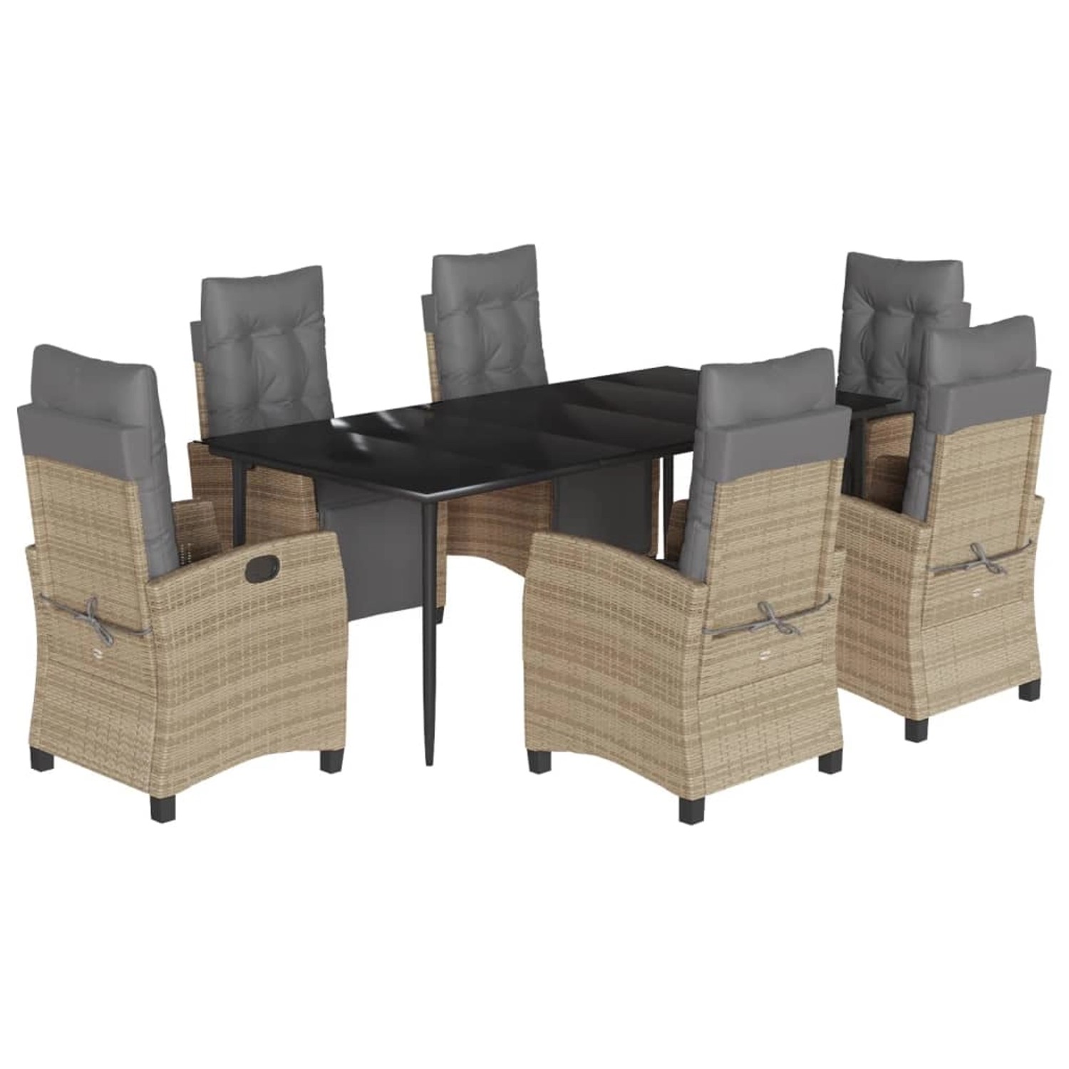 vidaXL 7-Tlg Garten-Essgruppe mit Kissen Beigemischung Poly Rattan 3213021 günstig online kaufen