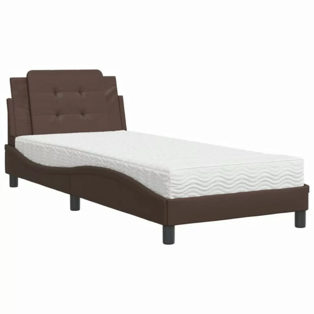 vidaXL Bett Bett mit Matratze Braun 80x200 cm Kunstleder günstig online kaufen