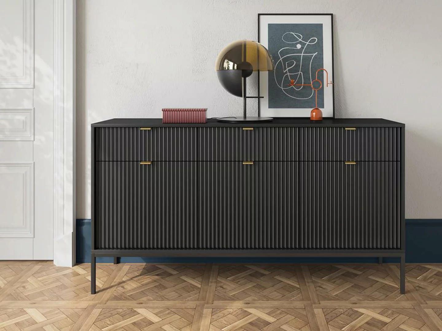 Sideboard mit 3 Türen & 3 Schubladen - Schwarz - LIOUBA von Pascal MORABITO günstig online kaufen