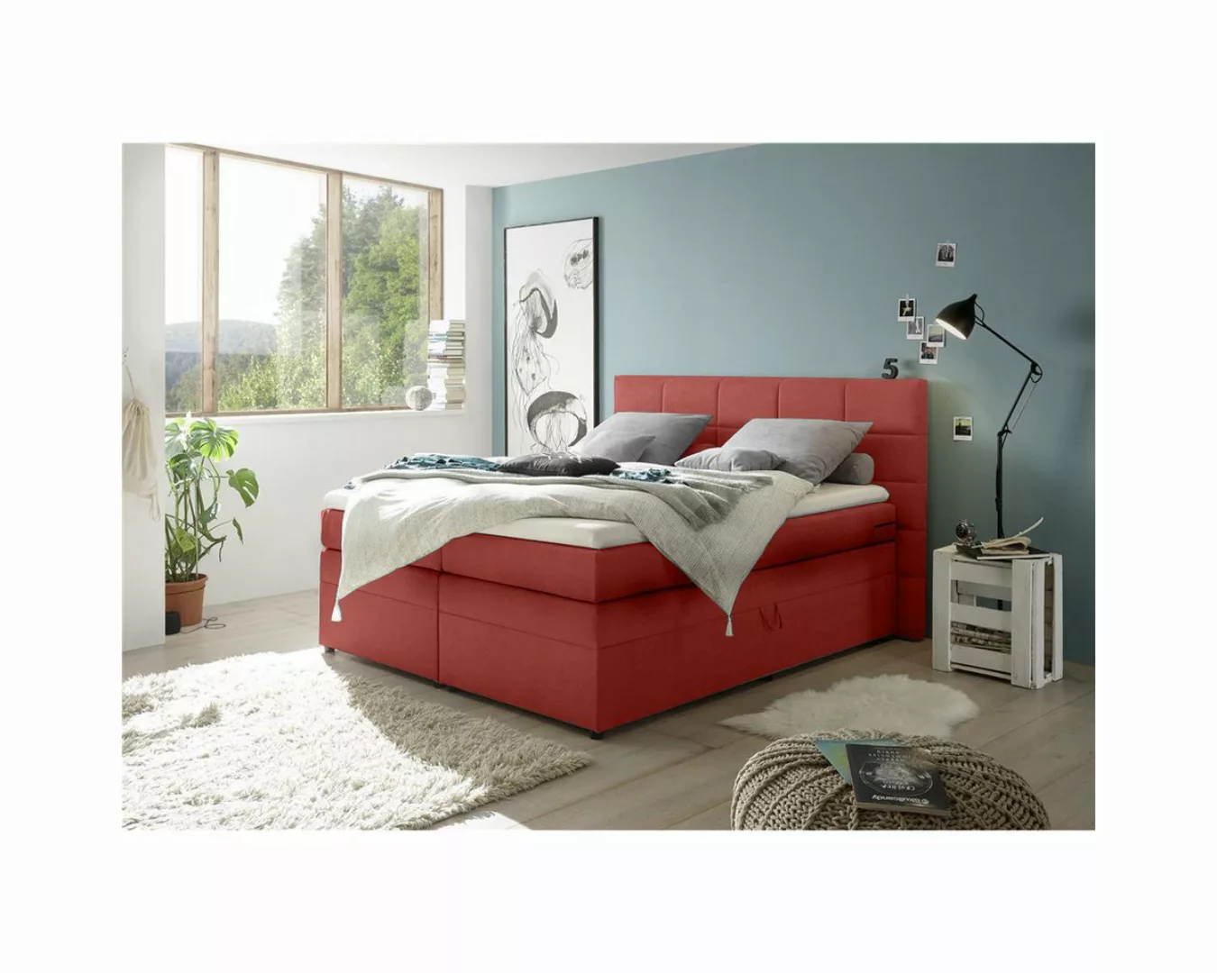 Lomadox Boxspringbett TEREZIN-09, Doppelbett, 180x200, mit Bettkasten, Härt günstig online kaufen