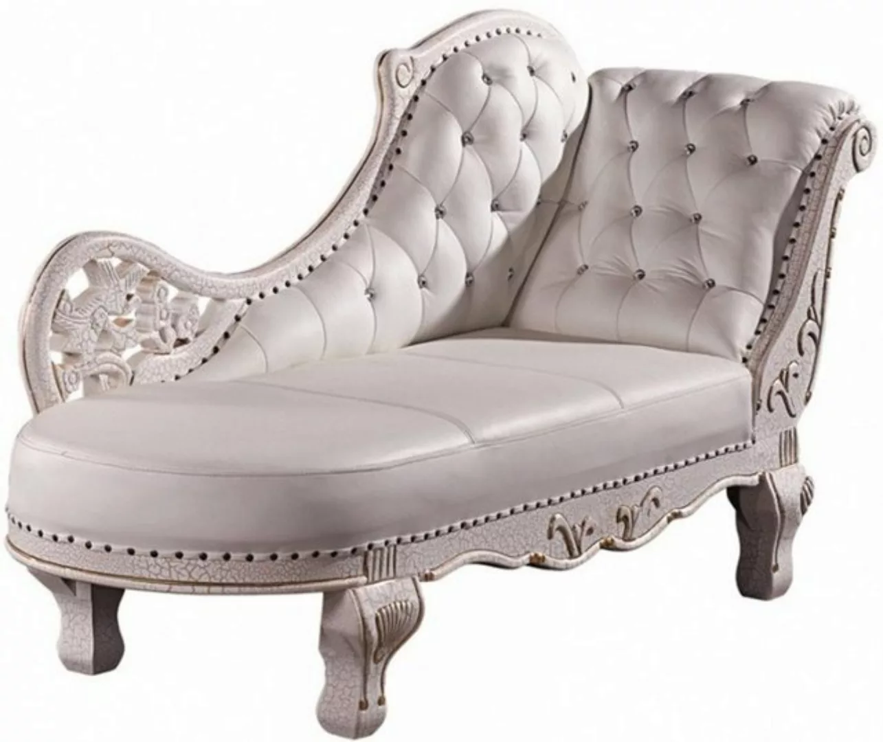 Casa Padrino Chaiselongue Barock Chaiselongue Antik Weiß / Echt Leder Chais günstig online kaufen