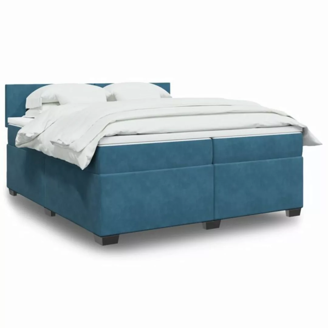 furnicato Bettgestell Boxspringbett mit Matratze Dunkelblau 200x200 cm Samt günstig online kaufen