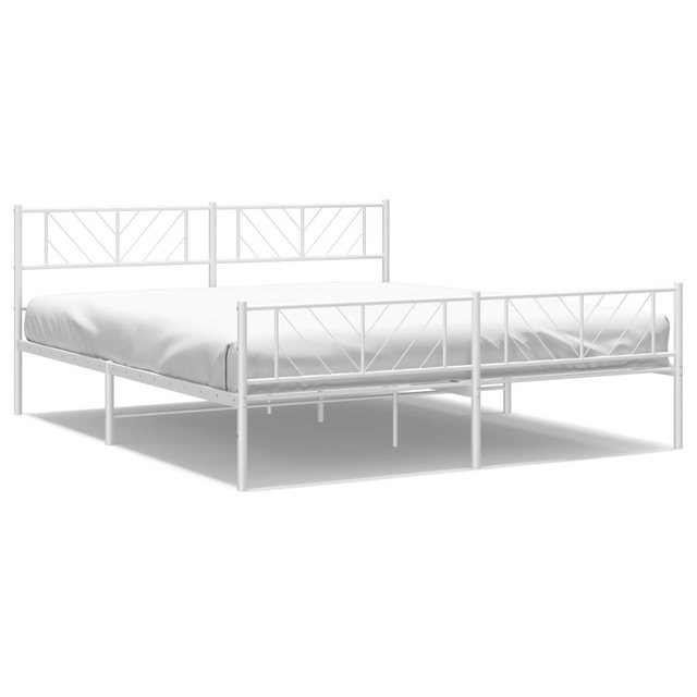 vidaXL Bettgestell, Bettrahmen mit Kopf- und Fußteil Metall Weiß 193x203 cm günstig online kaufen