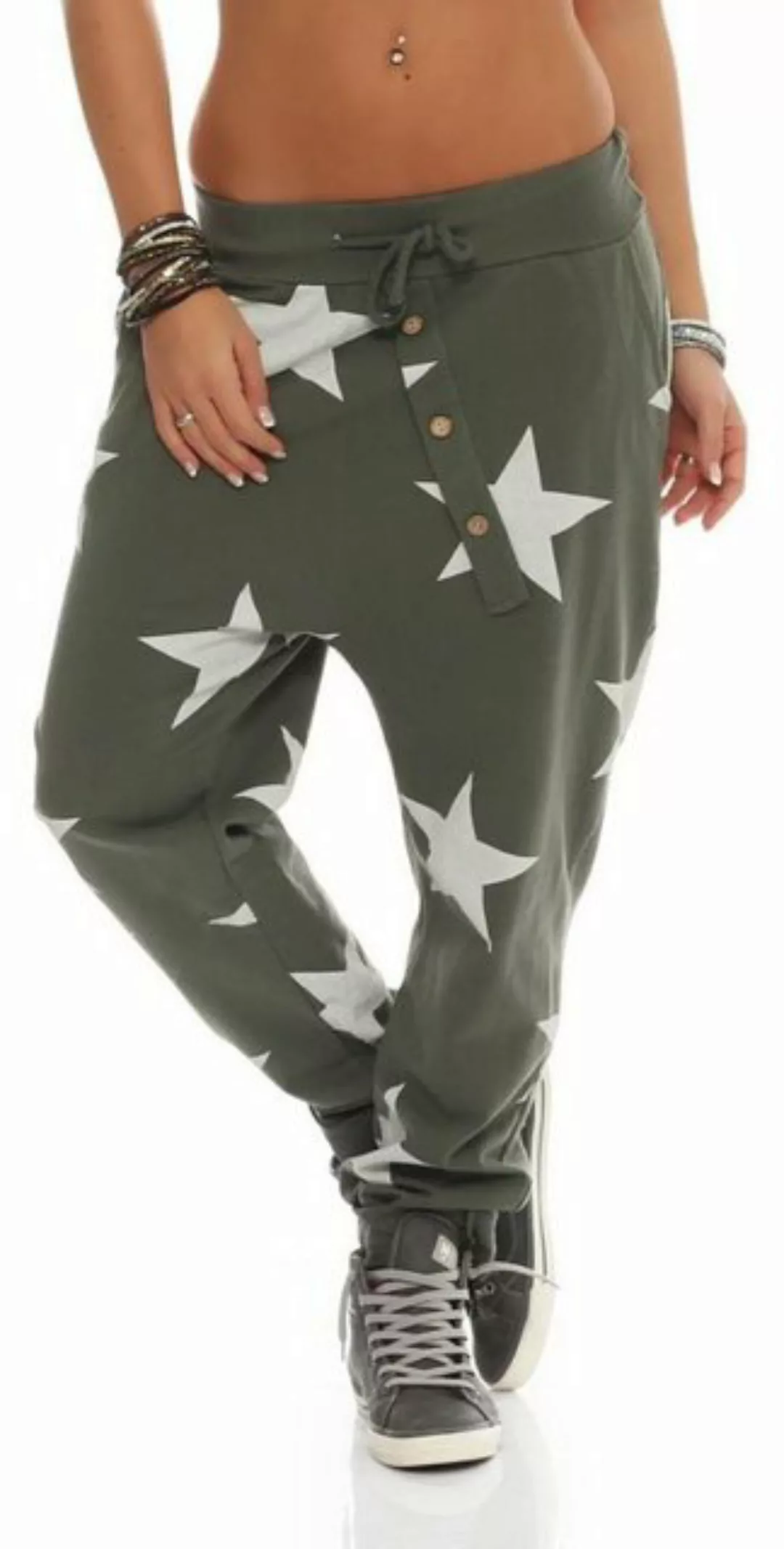 Mississhop Boyfriend-Hose Damen Hose Sweatpants Jogginghose Sterne M.132 günstig online kaufen