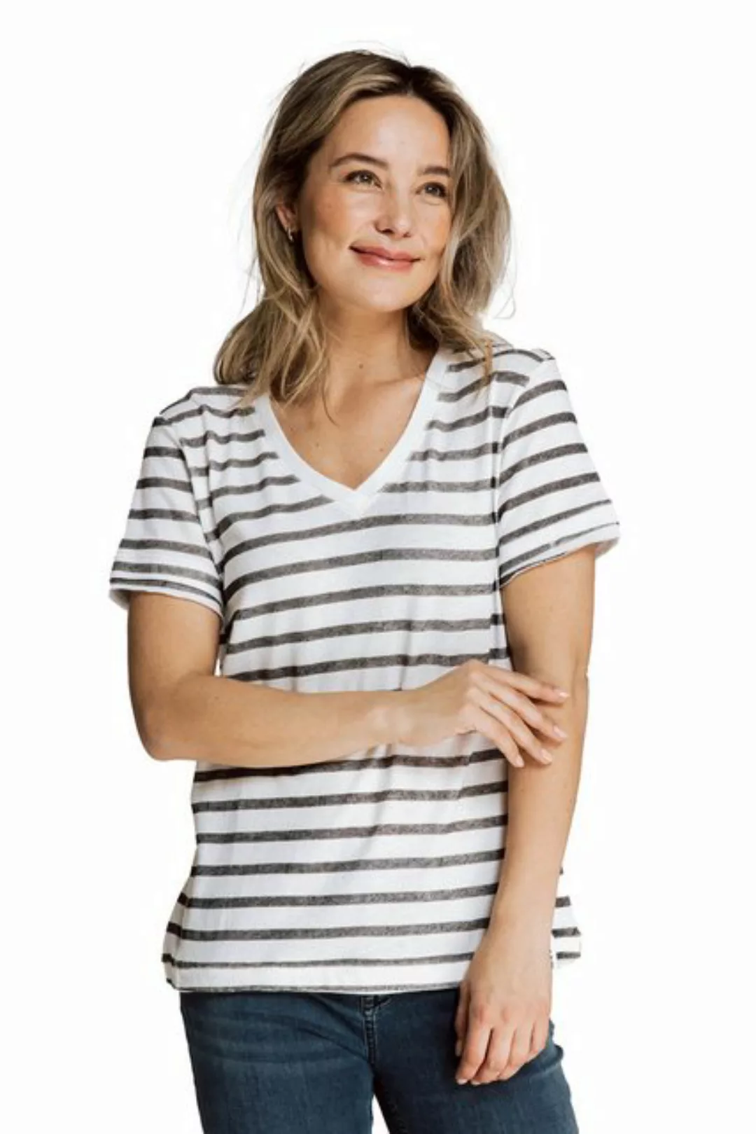Zhrill T-Shirt T-Shirt ZHSVANA STRIPES Weiß-Schwarz (0-tlg) günstig online kaufen