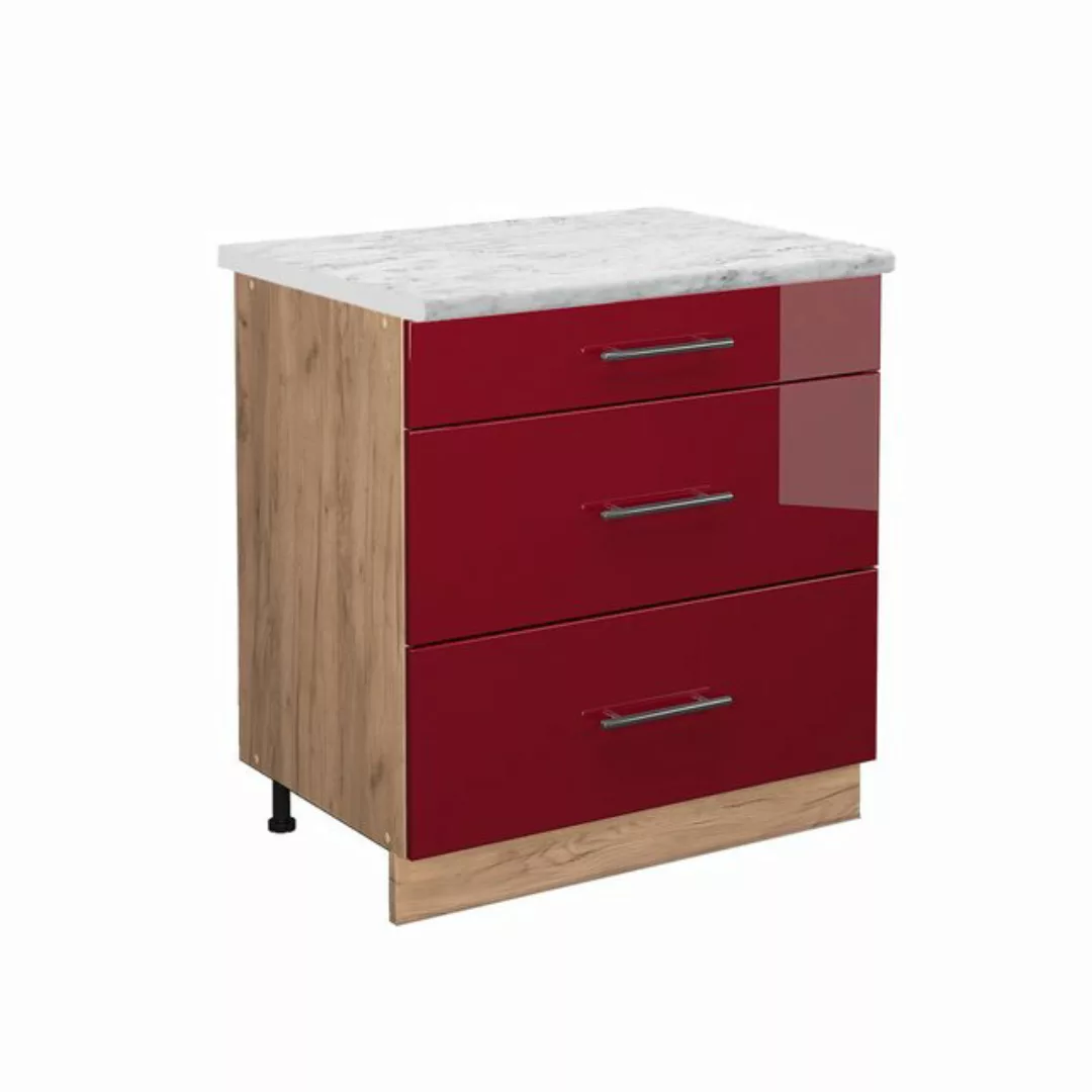 Vicco Unterschrank Fame-Line, Bordeaux Hochglanz/Goldkraft Eiche, 80 cm mit günstig online kaufen