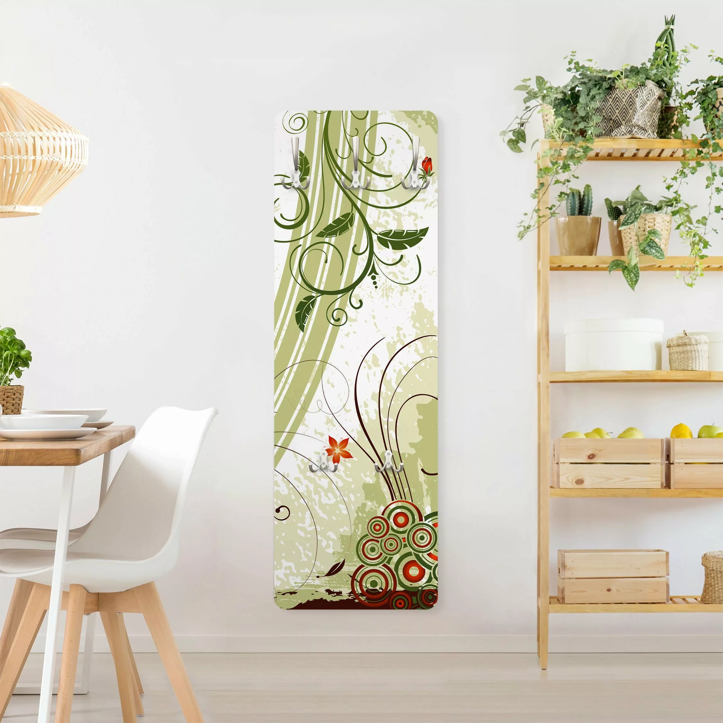 Wandgarderobe Holzpaneel Blumen Frühlingszeit günstig online kaufen