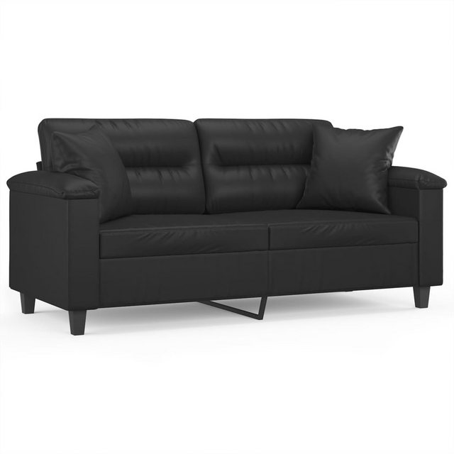 vidaXL Sofa 2-Sitzer-Sofa mit Zierkissen Schwarz 140 cm Kunstleder günstig online kaufen