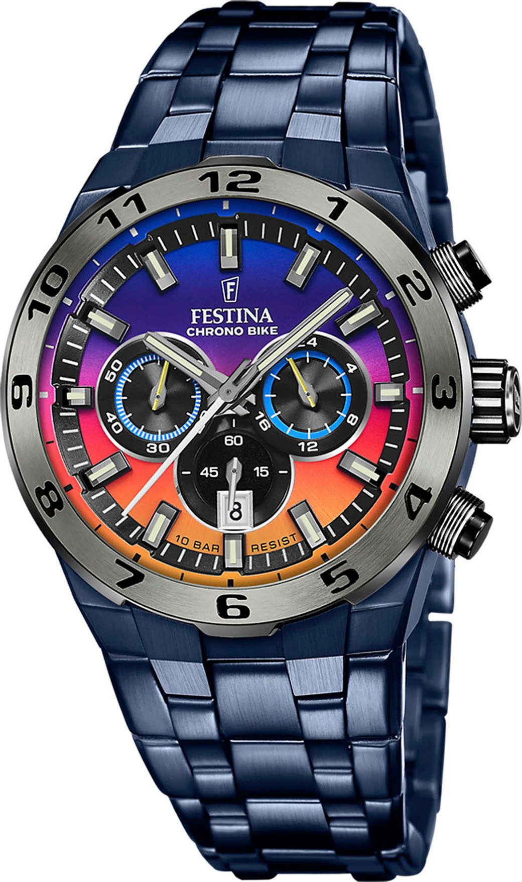 Festina Chronograph F20709/1, blau, Edelstahlband, 45 günstig online kaufen