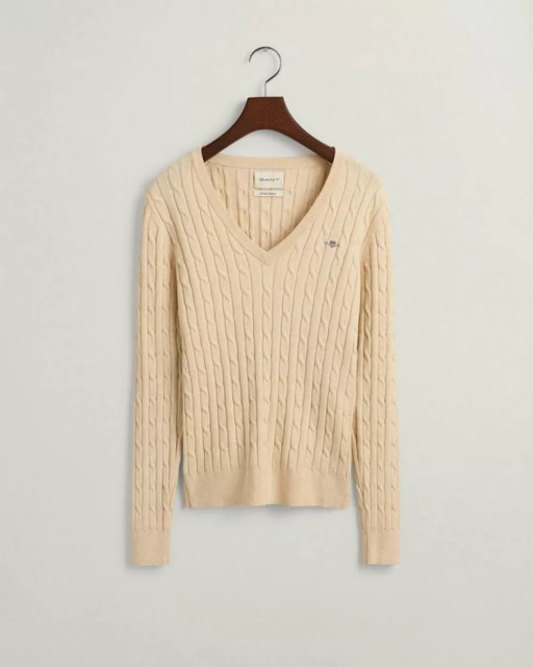 Gant Sweatshirt STRETCH COTTON CABLE V-NECK günstig online kaufen