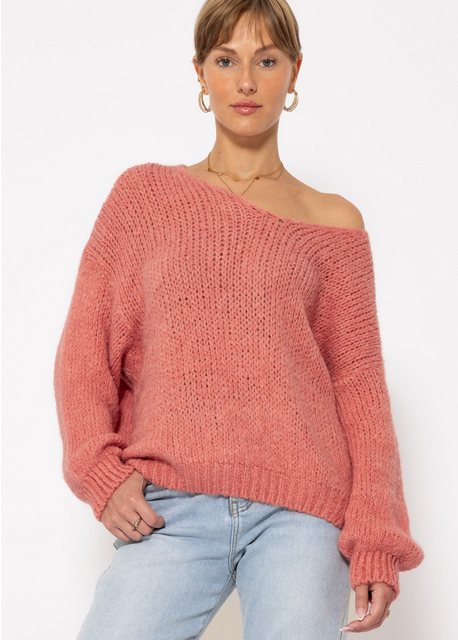 SASSYCLASSY Strickpullover Lässiger Pullover mit V-Ausschnitt Oversize Pull günstig online kaufen