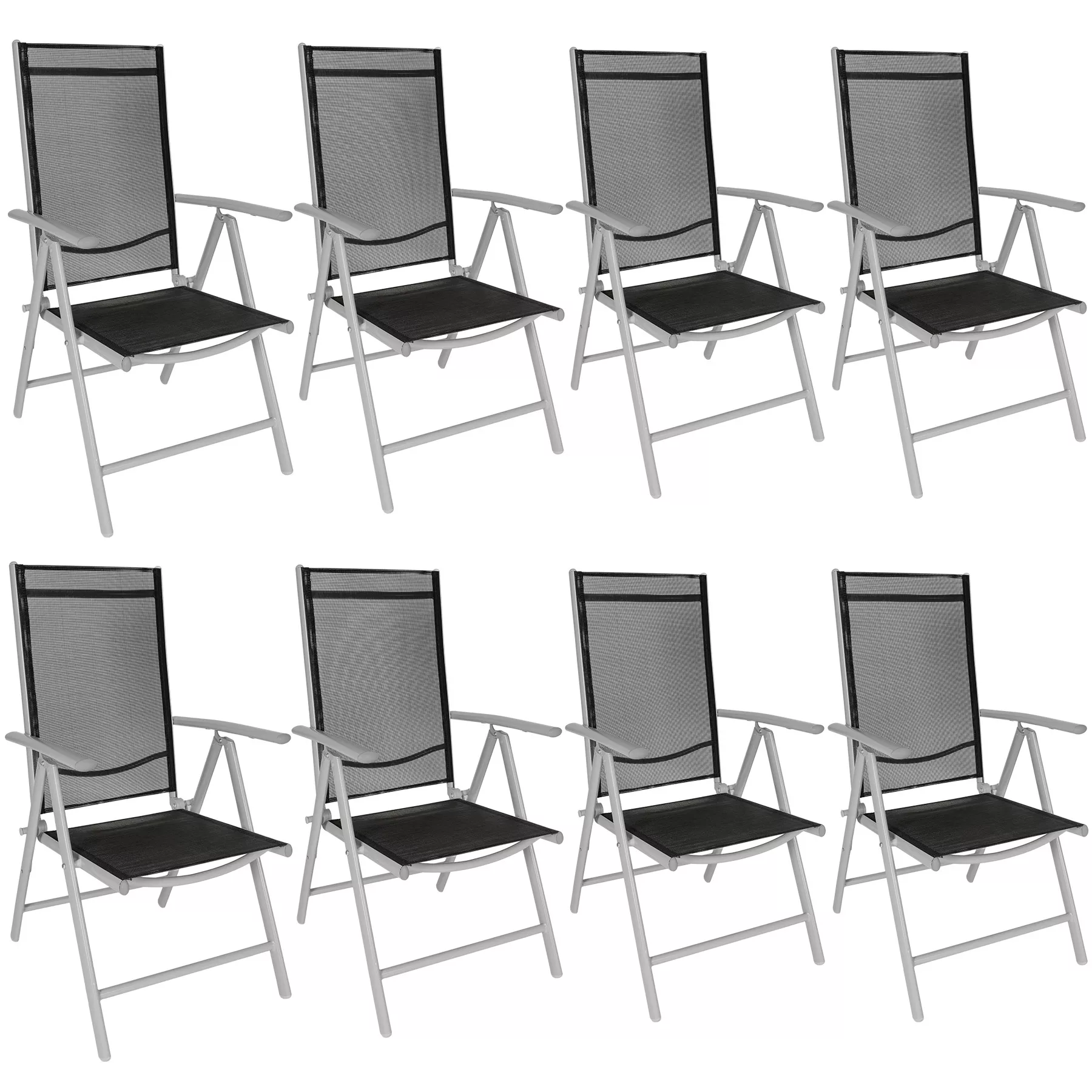 8 Aluminium Gartenstühle - schwarz/silber günstig online kaufen